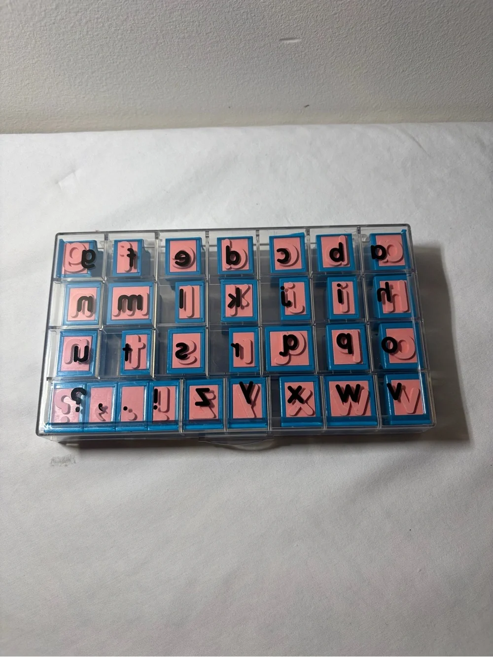 Lowercase Alphabet Stamp Set - Pink and Blue Storage Case